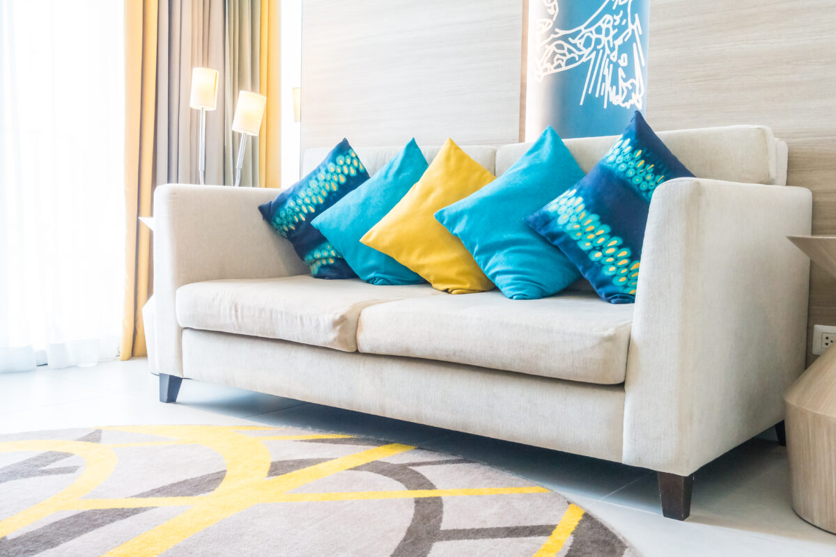 Beautiful luxury pillow on sofa decoration in living room interior