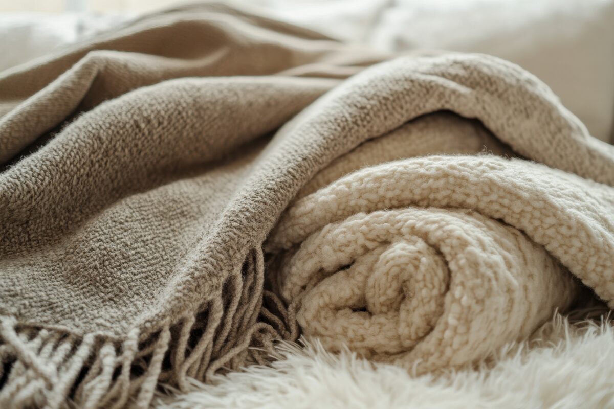 Elegant Beige Space Decorated with Luxurious Vibrant Throws Perfect for Living Room Styling