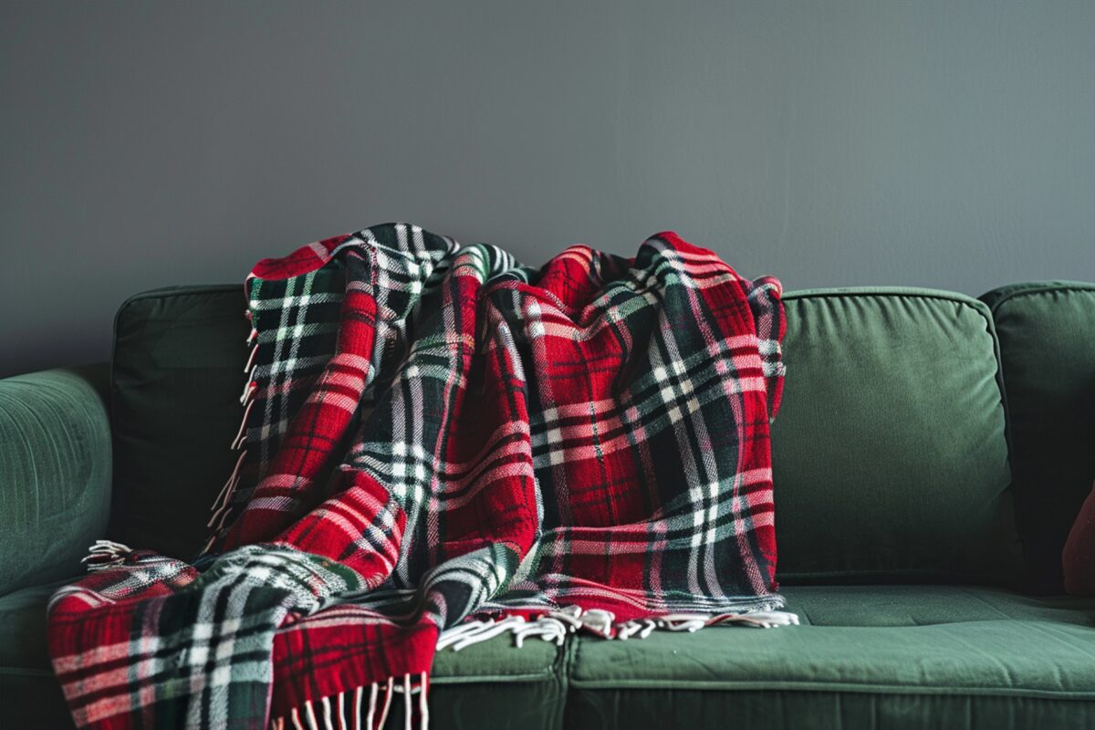 Red Plaid Blanket White Black